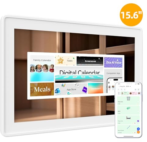 15 tums digital kalender och sysslor, 2 + 32 G scheman digital fotoram, högupplöst interaktiv pekkalender, väggplanerare och skrivbordsskärm, väggmontering för familjehantering ingår