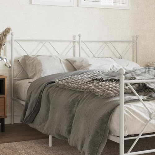 Frdhee Bett Rückwand Schlafzimmerdekoration,Kopfteil Metall Weiß 160 cm für Haushaltsbett,Einfache Montage