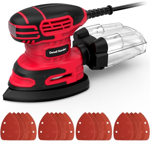 220W Electric Detail Mouse Sander – 13,000 RPM Compact Palm Sander with Dust Collection & Dustproof Switch, 20 Sanding Sheets for Wood, Paint Removal, Furniture Restoration & DIY