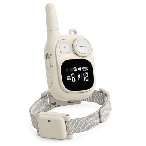 Collier de Dressage Chien, Collier électrique Chien avec Télécommande | portée de 550 m, Réglable et Rechargeable, Adapté Aux Petits Chiens et Chiots ou Aux Chiens Taille Moyenne à Grande (Beige)