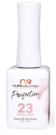 NUREVOLUTION Perfection Soak Off Gel Polish 023 Coral Reef – Professional UV/LED Coral Orange Pink Gel Nail Polish, Long-Lasting, Chip-Resistant, High Shine Salon Finish