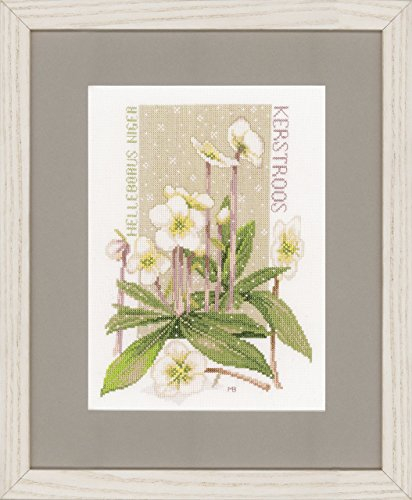 Lanarte Zählmusterpackung Weiße Christrosen Kreuzstichpackung, Baumwolle, Mehrfarbig, 20 x 27.5 x 0.3 cm