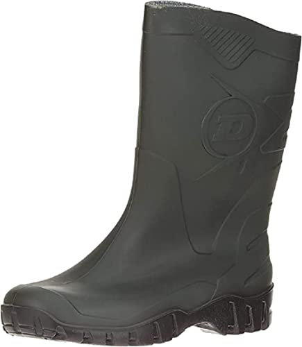 DUNLOP Short Leg Half-Height Wellies Easier On & Off Good For Wider Calf Fitting,Green/Black Sole,4 UK