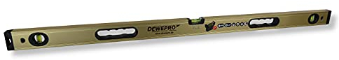 DEWEPRO Wasserwaage TOP-L 180cm mit 3 Libellen und 2 Handgriffe - Stabiles Aluminium-Profil - 2% Gefälle - Messtoleranz 0,3mm/m