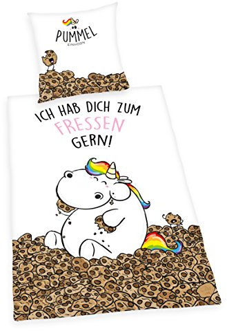 Pummel & Friends - Bettwäsche (Flanell, 135x200cm) - Pummeleinhorn (Zum Fressen gern)