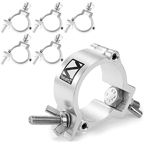 6x BeamZ BC50-100 Aluminium Half Coupler Lighting Clamp Set, Heavy-Duty Slimline O-Clamps for Stage, DJ Lighting & Truss Mounting, 48-51mm, 100kg Load Capacity, M10 Bolt Included