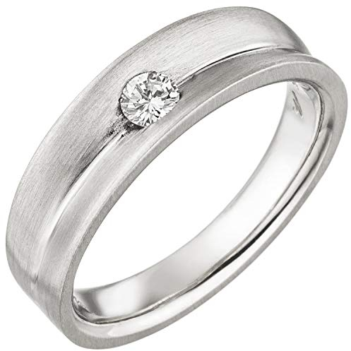 Jobo Damen Ring 950 Platin matt 1 Diamant Brillant 0,13ct. Platinring Größe 54
