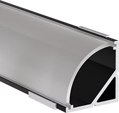 Alumino | LED Aluminiumprofil Schwarz | 100 cm | Eckprofil | Semi Abdeckung | für 12 mm LED-Streifen | 1m | Weser