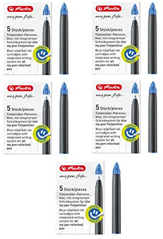 Herlitz 11378999 Tintenroller-Patronen my.pen, 5 Stück, blau (5er Pack, patronen my.pen)
