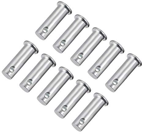 sourcing map Einloch-Gabelkopfstifte, 10 mm x 30 mm, flacher Kopf, verzinkter Stahl, 10 Stück