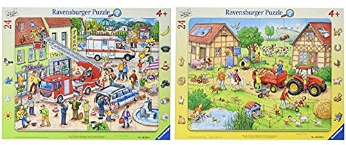 Ravensburger Rahmenpuzzle 06581 110, 112-Eilt herbei Puzzle & Rahmenpuzzle 06582 Mein Kleiner Bauernhof Puzzle