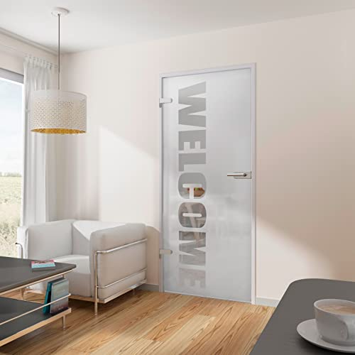 inova Glastür Glas-Drehtür Wunsch-Schriftzug Komplettset Links rechts mit komplettem Beschlag 834x1972 mm Wohnzimmer