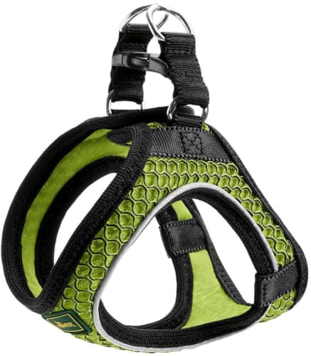 HUNTER Hundegeschirr HILO COMFORT, Farbe: limette, Easy Step-In Geschirr für kleine bis mittlere Hunde, mit Netzmaterial, reflektierende Elemente, angenehm leicht, modernes Design Größe: M-L