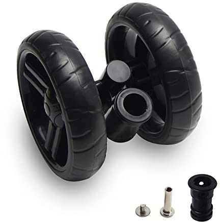 MroMax 1 Set 130 x 33 mm Kinderwagenräder für 19 mm Rundrohre, Kunststoff Drehrad Ersatz für Haustierbuggy, Schwarz