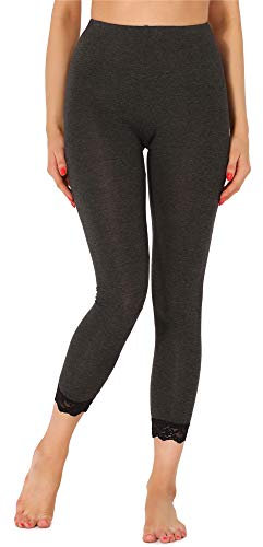 Merry Style Damen 7/8 Leggings mit Spitze MS10-342(Dunkelmelange,L)