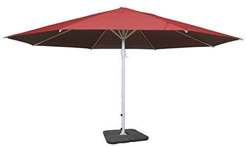 Sonnenschirm Meran II, Gastronomie Marktschirm, Ø 5m Polyester/Alu Mast weiß 28kg mit Ständer - rot