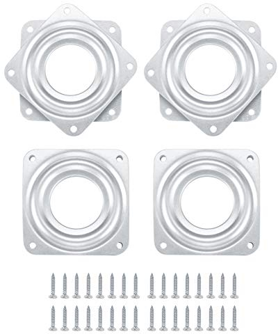 4PCS Square Rotating Lazy Susan Bearings, with Steel Ball Rotating Bearing Plate, with Screws 360 Degrees Turntable Swivel Plate for TV Table Bar Chair and Stool (3 in/150Lb)