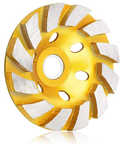 4 Inch Concrete Grinding Cup Wheel, Topcloud 12 Segs Heavy Duty Turbo Row Diamond Cup Grinding Wheel Angle Grinder Disc for Granite Stone Marble Masonry Concrete