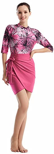 WOWDECOR Muslimischer Badeanzug Damen, 2 Stücke Bescheidener Badeanzug Kurzarm Badebekleidung mit Baderock Set