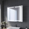 SONNI LED Spiegelschrank 70x65 cm Edelstahl Badezimmer, Bad mit Beleuchtung und Steckdose mit Kippschalter Kabelloses Scharnier Design