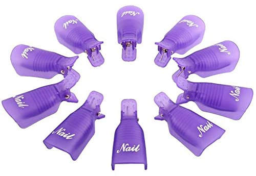 10 Stück Nagel Klammer Gel Nägel Clips Set mit Nagelclips Gel Tools Kit, für Acryl-Nagelkunst UV-Gel Nagel Kunst Soak Off Klammer Cap Nails Art Gel Cap Lila