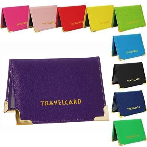 Glamified - Funda de piel para tarjetas de viaje de ostra, Purple, 10,5 cm, Casual