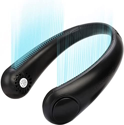 Portable Neck Fan, Bladeless Neck Fan, 3000 MAh Rechargeable Battery, 3 Speeds Adjustment 360 Degrees Airflow, USB Powered Hands Free Fan Perfect for Outdoor Indoor (Black)