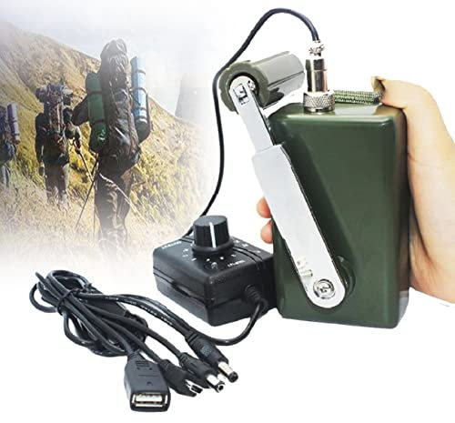 Dynamo d'urgence à manivelle 30 W/0-28 V Chargeur de téléphone Portable extérieur avec connecteur DC-DC, chargé par USB et énergie Solaire pour Le Camping, Les urgences