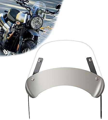 DREAMIZER Pare Brise Universel pour Moto, Pare-Brise de Moto Bobber Cafe Racer Chopper Cruiser, Déflecteur de Vent pour de Les phares Ronds de 5 à 7 (Clair)
