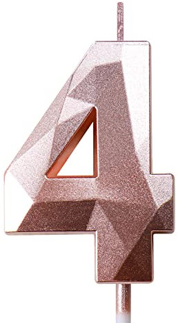 Birthday Candles for Cakes 0-9 Number Candles Rose Gold Birthday Cake Candles for Anniversary Birthday Party Decorations Cake Toppers Number 4 Cake Candles