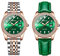 JewelryWe Montre Femme,2 pcs Montre Bracelet Femme Analogique Quartz avec Aiguilles Lumineuses,3Atm Etanche,Montre Rond avec Strass et Cadran du Calendrier，Montre Bracelet en Cuir/Acier