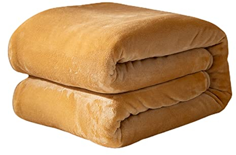 MRBRON Kuscheldecke Flauschig Decke Fleecedecke Sherpa Sofaüberwurf Decke, Dicke Sofadecke Couchdecke Weich und Warme Flanelldecke für Bett Couch (Kamel,120 × 200 cm)