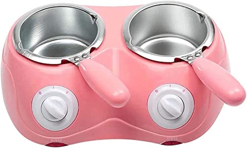 Dual Chocolate Melting Pot, Fondue Pot Electric Set, Chocolate Melter Fountain, for Cheese Candy Making DIY Baking Supplies,Pink