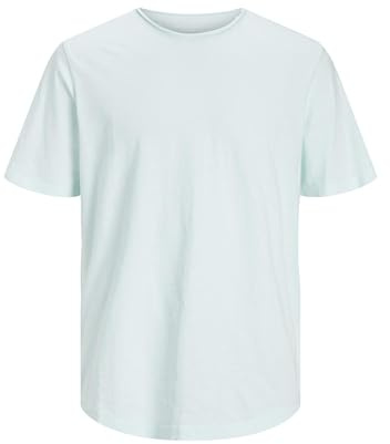 JACK&JONES Basic T-Shirt Rundhals Kurzarm Jersey Baumwolle Shirt Regular Fit JJEBASHER, Soothing Sea,XL
