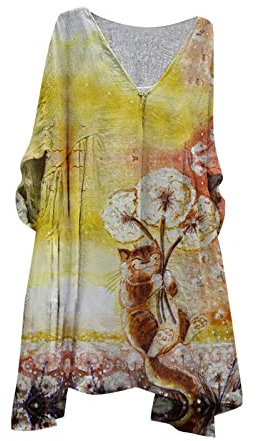 FunAloe Ladies Summer Dresses,Casual Dresses,3/4 Sleeve Midi Dress for Women,T-Shirt Dresses,Long Dress,3/4 Sleeve Dresses,Women's Dress Summer Linen Dresses,Elderly Ladies Dress,African Dresses