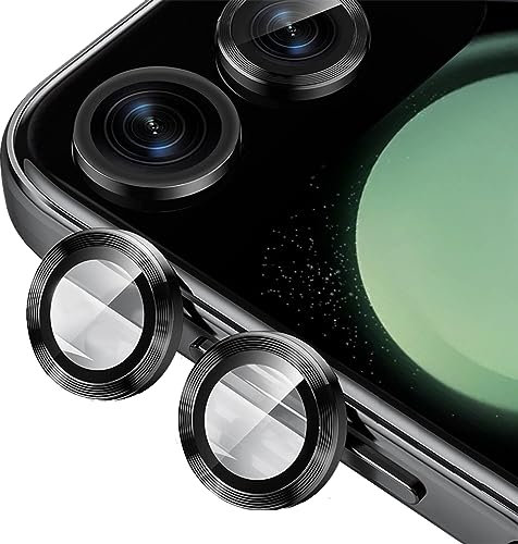 SEIAIYG Camera Lens Protector for Samsung Galaxy Z Flip 5, Metal Individual Ring Cove, HD Tempered Glass Camera Cover Screen Protector, Anti-Scratch, Case Friendly Black