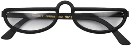 LONDON MOLE Brillen | Brainy Lesebrille | Halbmondbrille | Coole Leser | Herren Damen Unisex | Vollrandbrille | Federscharniere | Mattschwarz | Vergrößerung +2,0
