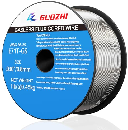 GZ GUOZHI Flux Core Schweißdraht .030, E71T-GS, 0,5 kg niedrige Spritzspule, gaslos, Baustahl, Schweißdraht, kompatibel mit allen Flux MIG-Schweißgeräten, starke ABS-Kunststoffspule