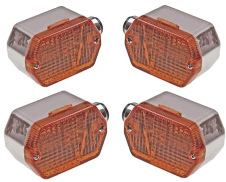 Streetparts24 Blinker Set Eckig Chrom Orange E-Geprüft passend für Simson SR50 S50 S51 S70 MZ ETZ - 12V