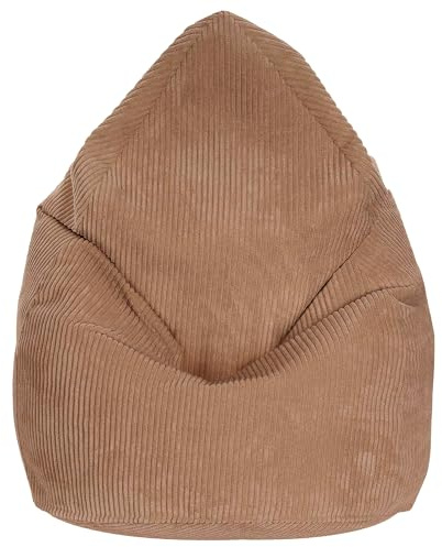DreamRoots Sitzsack Erwachsene Cord 80x80x120 cm, Brown Bear | Bean Bag Chair, mit Füllung, Lehne & Bezug, Sitzsack für Teenager & Erwachsene, Sitzkissen Boden