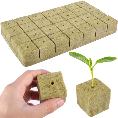 Ezydka 28 Pezzi Cubi di Lana di Roccia, Lana di Roccia Cubi di Radicazione, Propagazione Idroponica Block Rockwool, Serre Giardinaggio Lana Roccia per Verdure La Coltivazione Talee e Trapianto