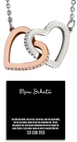 An meinen Schatz Halskette 14K Weißgold über 925 Silber mit personalisierter Karte Herz Kette mit Geschenk Box für Damen Frau Freundin Verlobte Geschenk für Sie (LED Box - Doppelherz)