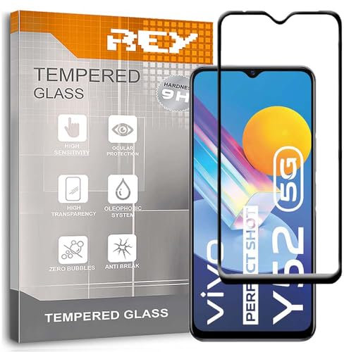 Verre Trempé pour Vivo IQOO Z3 - Vivo Y52 5G - Vivo Y72 5G, Noir, Protecteur d'écran avec Couverture complète, résistant aux Rayures, dureté 9H+, Ultra-résistant