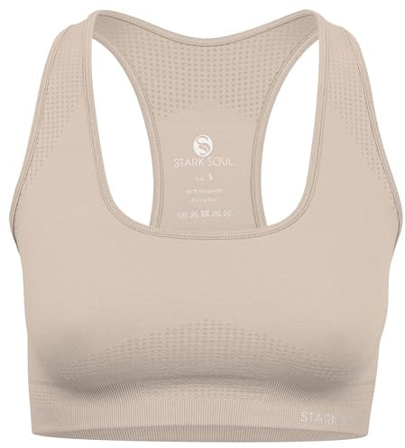STARK SOUL Sport BH - herausnehmbare Cups, Medium Support | Beige, Größe L