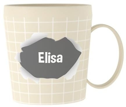 ILS I LOVE SHOPPING Taza personalizada con nombre, vaso de plástico 350 ml para microondas con asa de desayuno, fabricada en Italia Elisa, RYN026