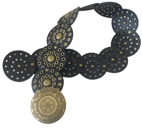 Naisicatar Kreisgürtel, breite Gürtel für Frauen 40 Zoll Schwarzer Kreis Vintage Punk Boho Gürtel klobige Wailline Western Leder Cowgirl Belt Vintage Accessoires