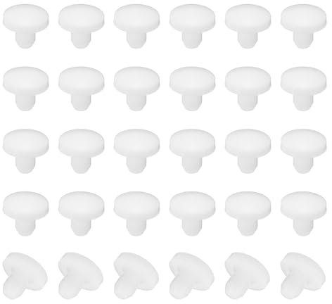 PATIKIL 30 Stück 3mm Durchmesser Silikon Abdeckkappen für Bohrlöcher, in Riegelform Möbel Lochverschluss Knopf Schutzabdeckung Gummistopfen für 2,5-3mm Loch zum Abdichten, Weiß.