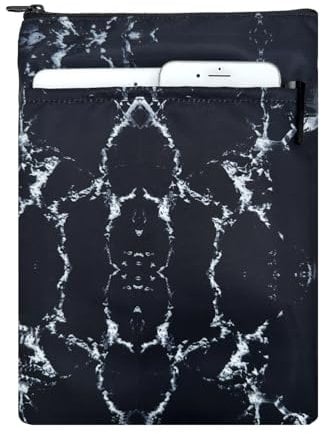 KOSTOO Zipper Book Sleeves, Travel Protector Pouch for Paperbacks & Hardcover Books, Washable Book Covers Case with Front Pocket for Book Lovers (Black)