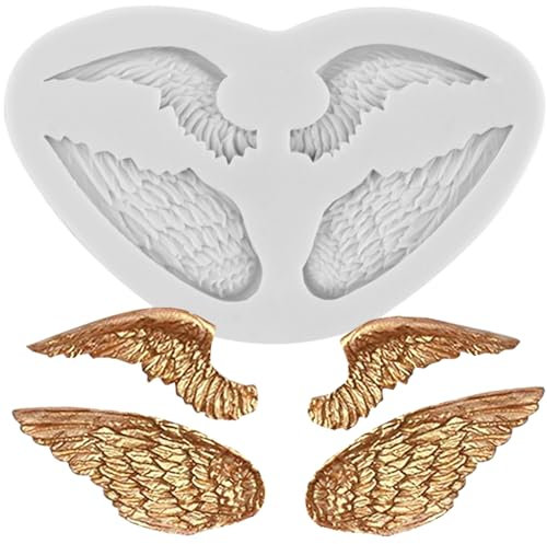 MINFEIDMS Moules en silicone en forme d'ailes d'ange pour décoration de gâteaux en sucre, pâte à sucre, pâte à sucre, pâte à sucre, pâte polymère