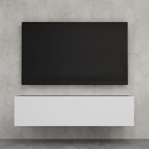doporro Mobile Porta TV Sospeso 120 cm con 2 Ante Antracite Opaco e Bianco Opaco, Credenza Bassa da Soggiorno Salotto, Madia Consolle Bicolore per TV Fernsehschrank02